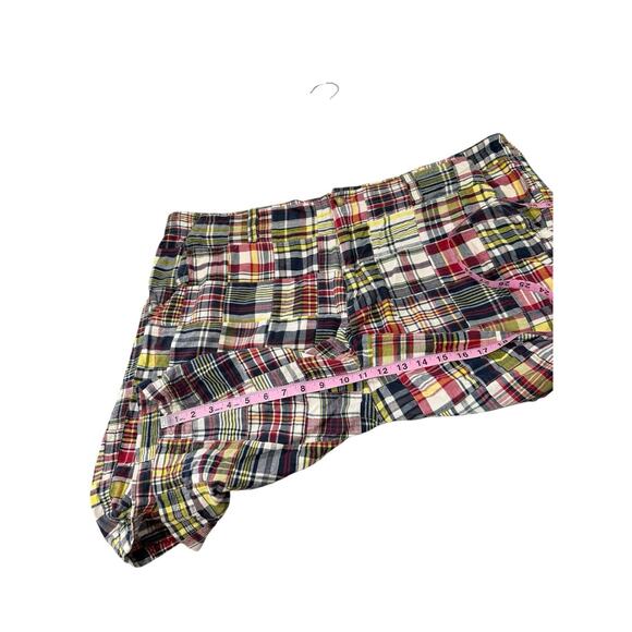 Old Navy Mens Patchwork Plaid Long Shorts Sz 44 Blue Vacation Y2K Preppy Cotton - Picture 7 of 7
